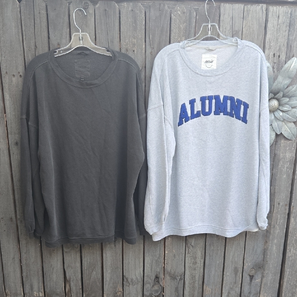 Aerie Bundle Gray Crewneck Sweaters Size L